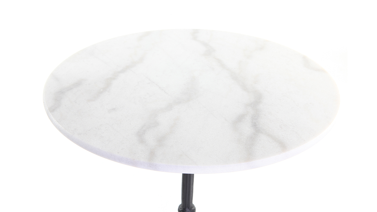 Tavolo in stile bistrot in marmo Bianco e metallo Nero CONTY