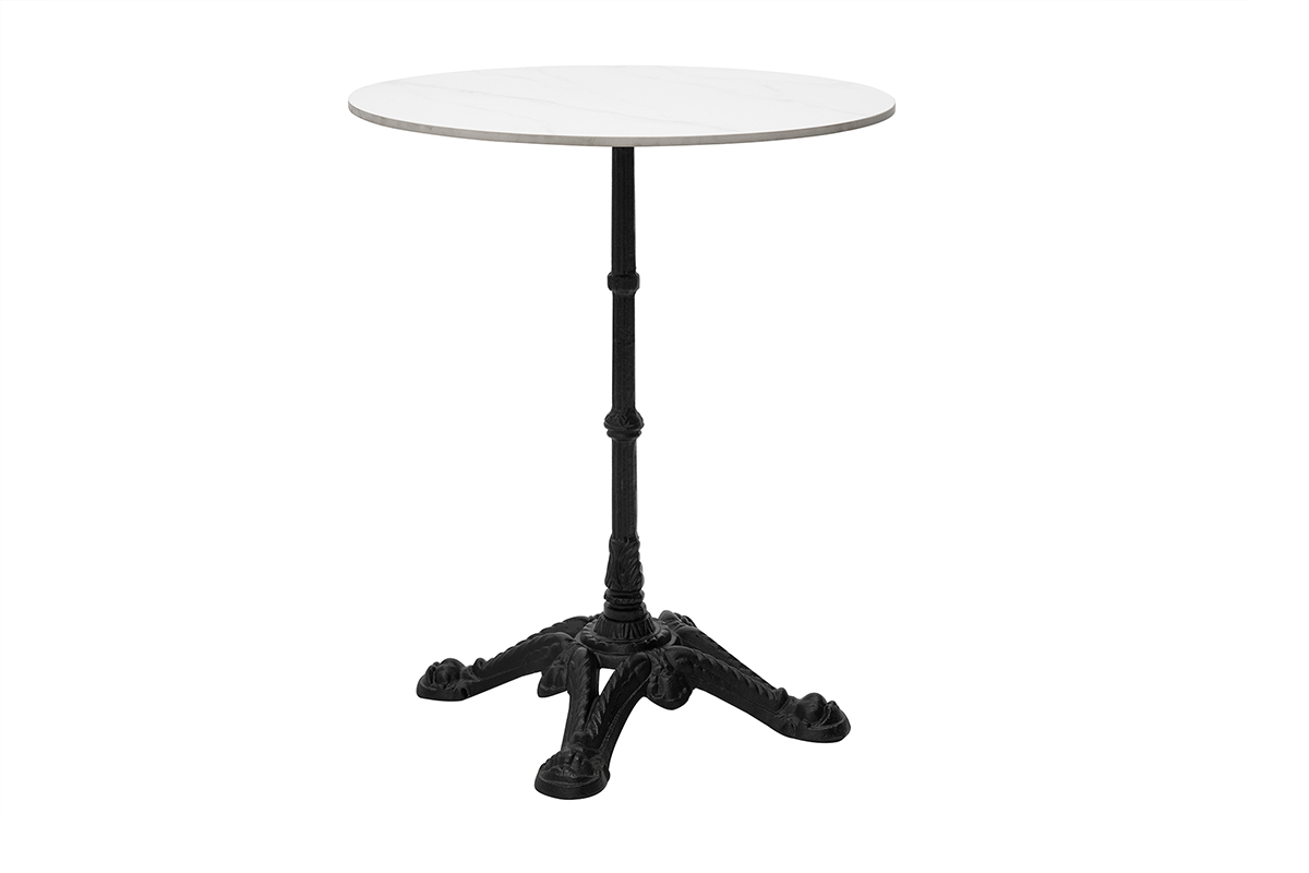 Tavolo in stile bistrot in marmo Bianco e metallo Nero CONTY