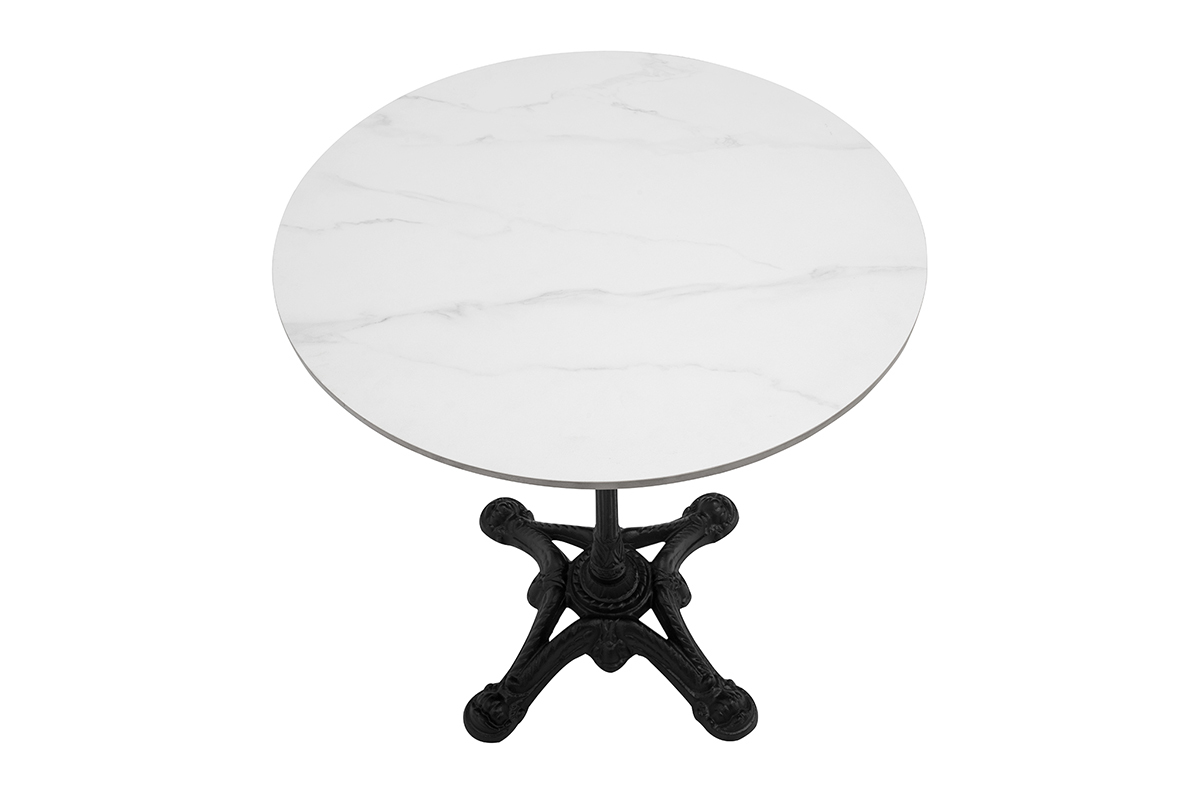 Tavolo in stile bistrot in marmo Bianco e metallo Nero CONTY