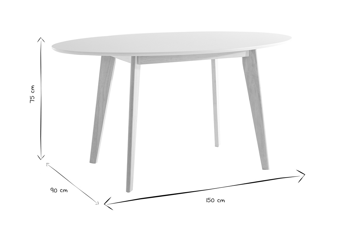 Tavolo ovale 150cm bianco e legno chiaro LEENA