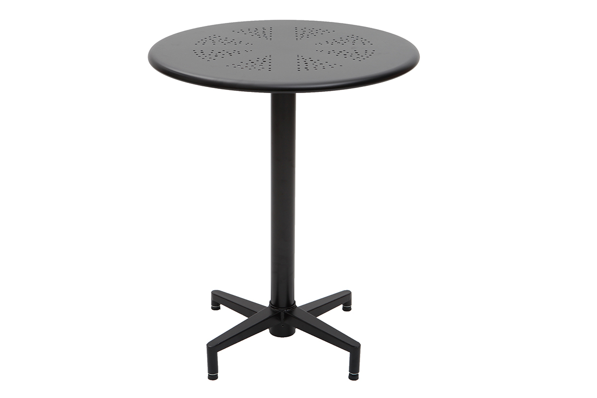 Tavolo pieghevole rotondo in metallo nero D60 DOTS