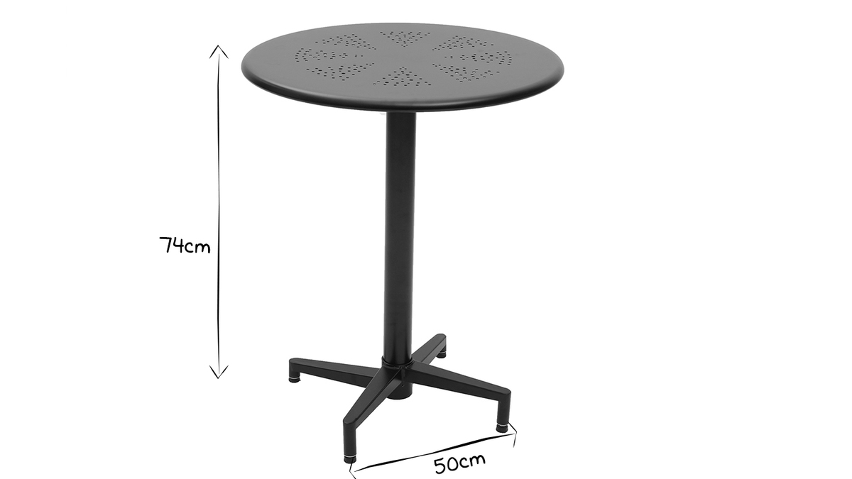 Tavolo pieghevole rotondo in metallo nero D60 DOTS