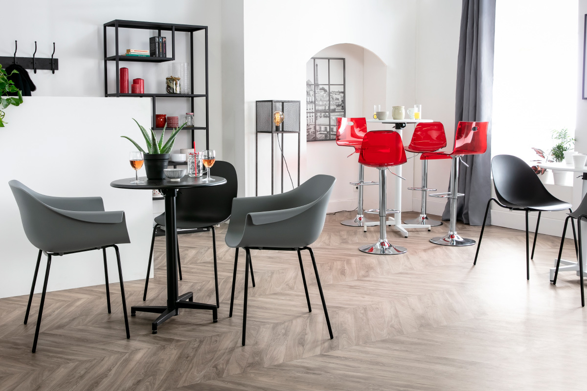 Tavolo pieghevole rotondo in metallo nero D60 DOTS