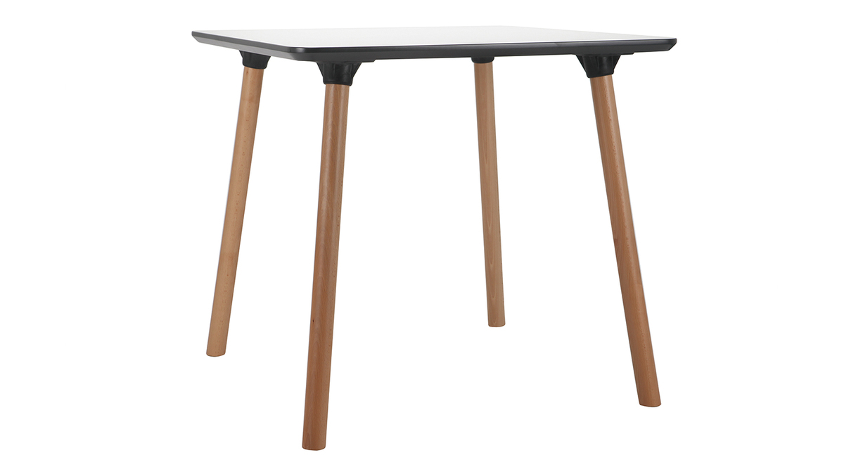 Tavolo quadrato design Bianco con piedi in legno L80 BRUNCH
