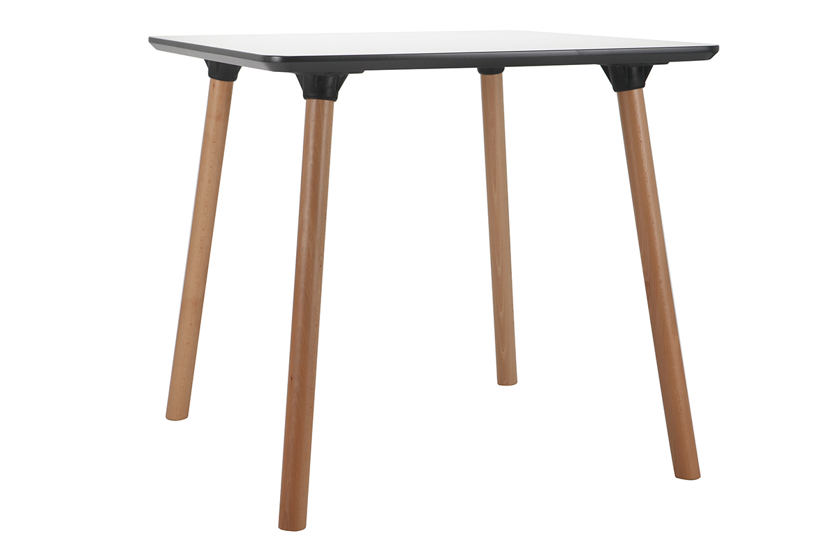 Tavolo quadrato design Bianco con piedi in legno L80 BRUNCH