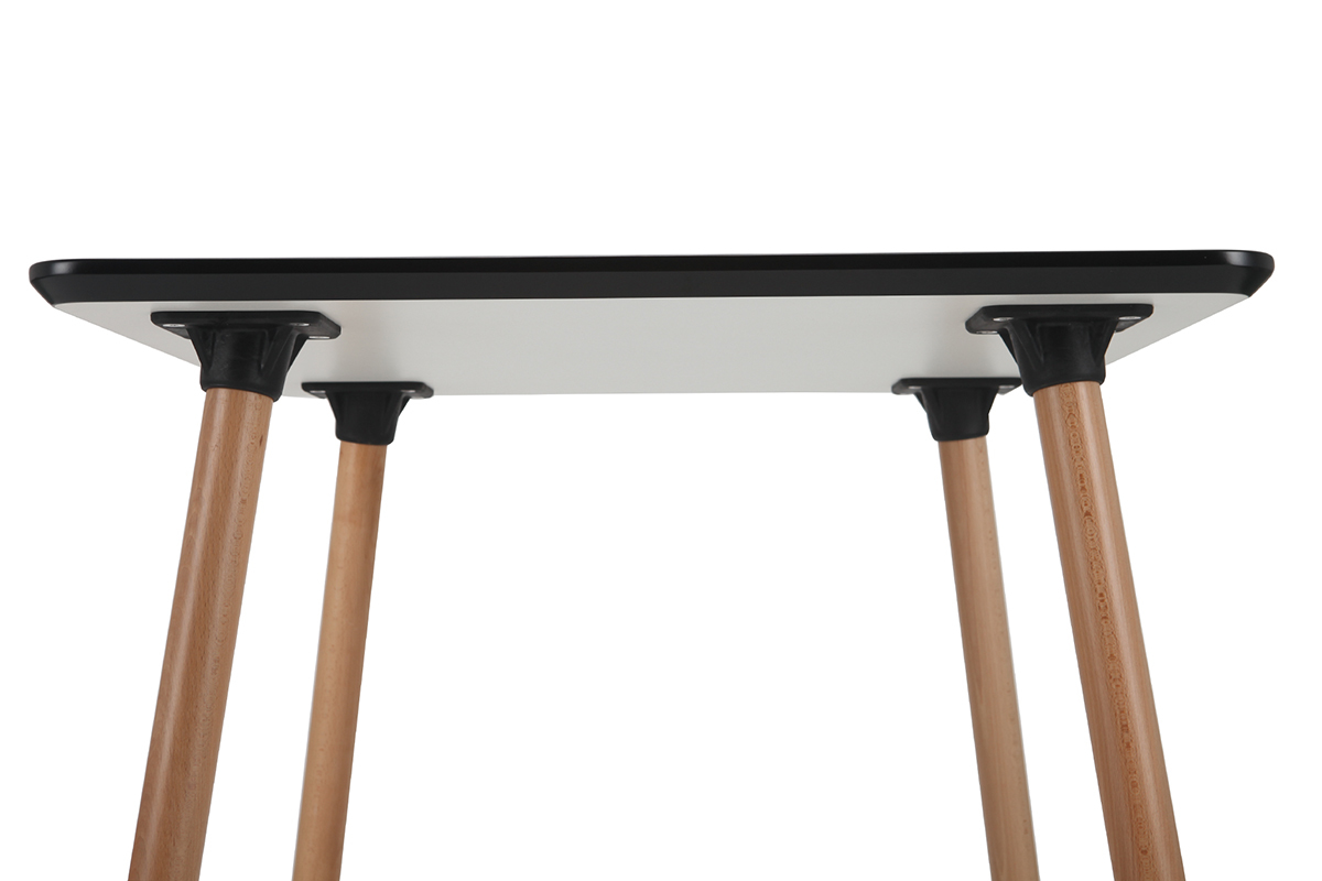 Tavolo quadrato design Bianco con piedi in legno L80 BRUNCH