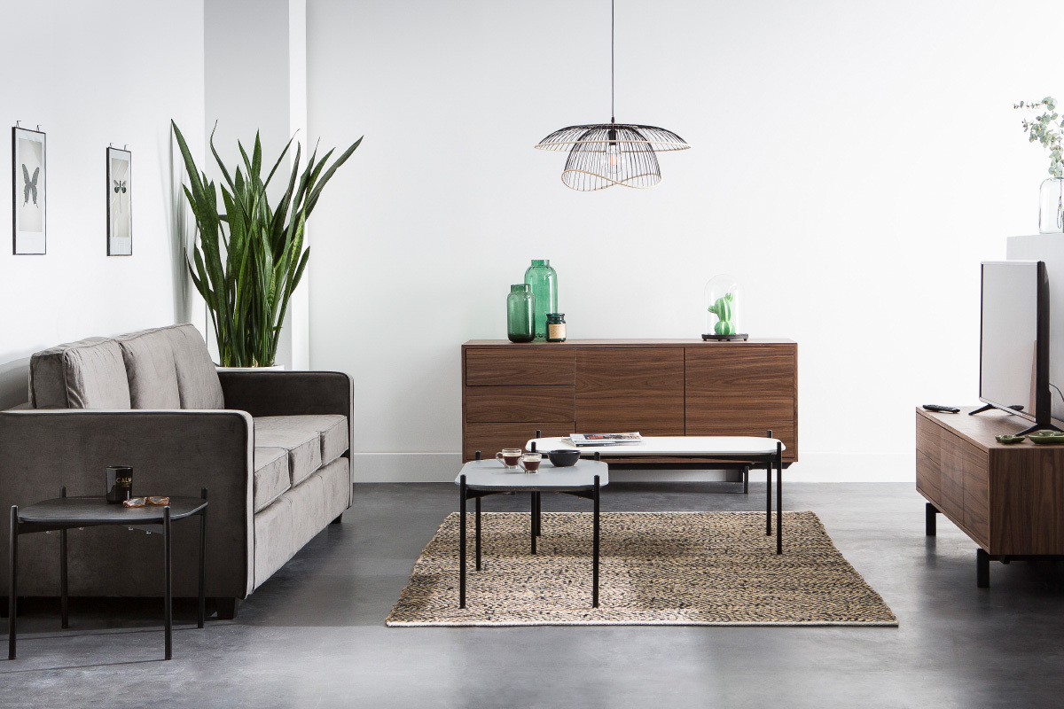 Tavolo supplementare design in metallo Nero 50x50 cm SEGA