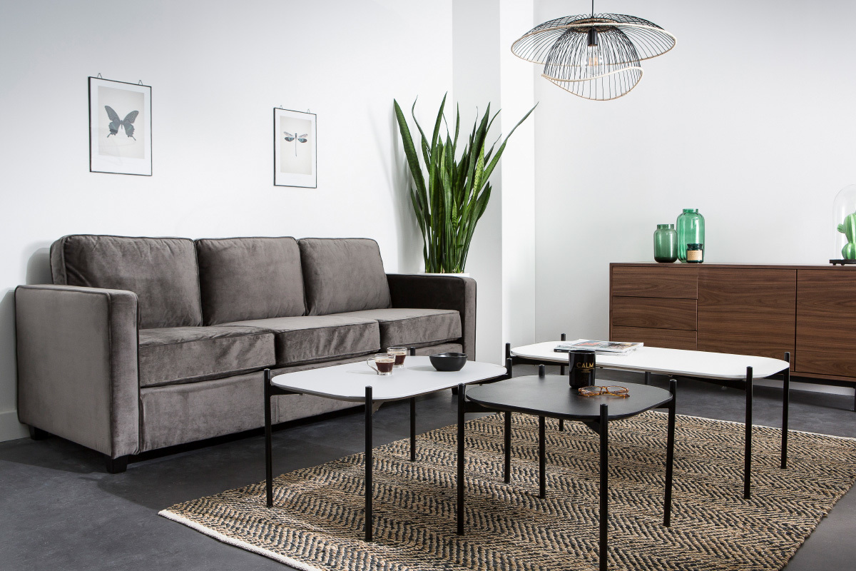 Tavolo supplementare design in metallo Nero 50x50 cm SEGA