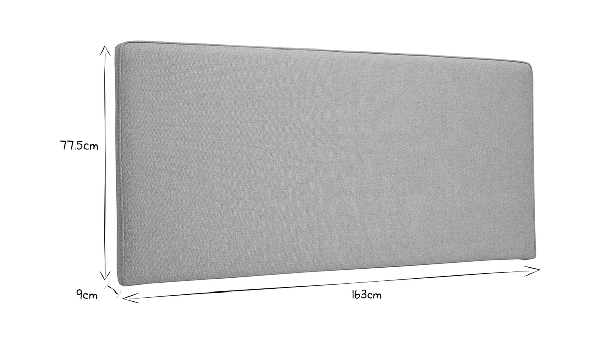 Testata letto a muro in tessuto beige L160 cm LILY
