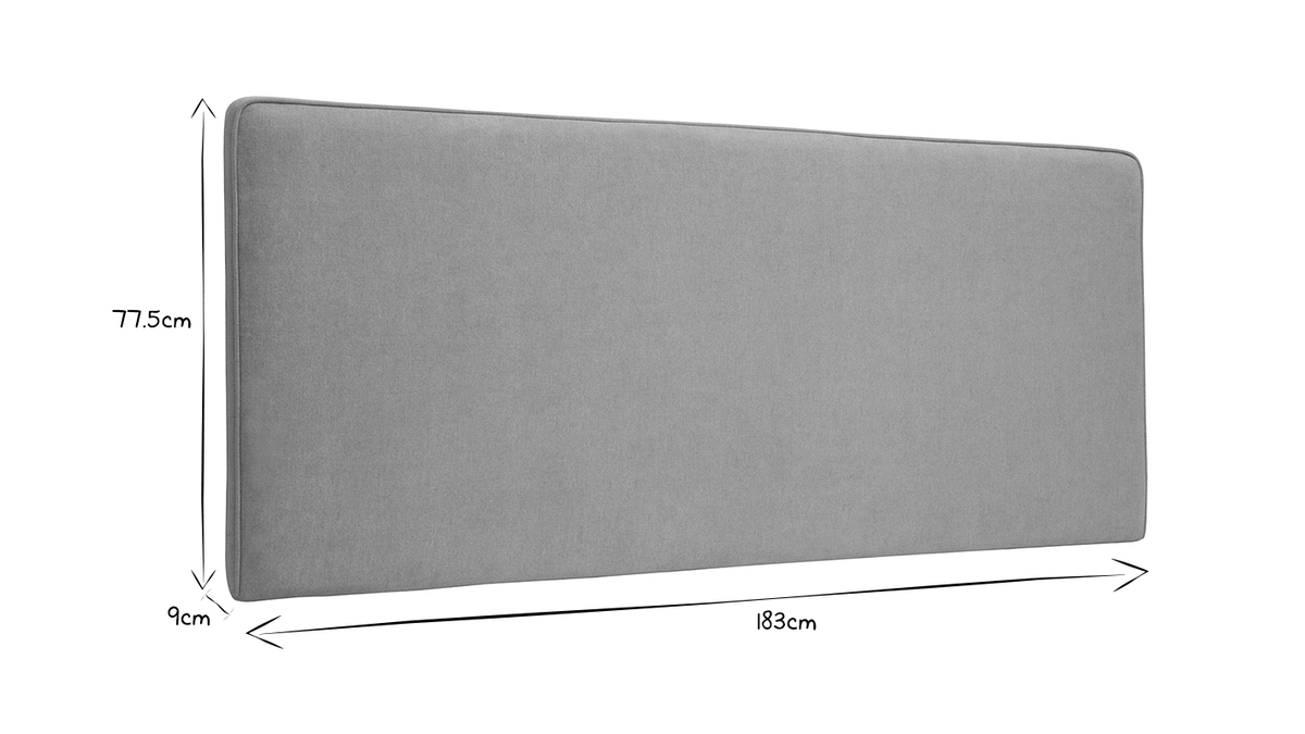 Testata letto a muro in tessuto effetto velluto grigio L180 cm LILY