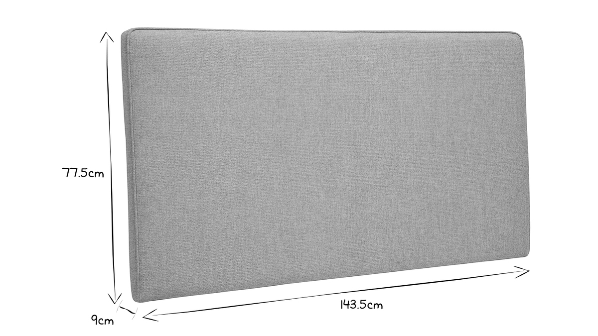 Testata letto a muro in tessuto grigio L140 cm LILY