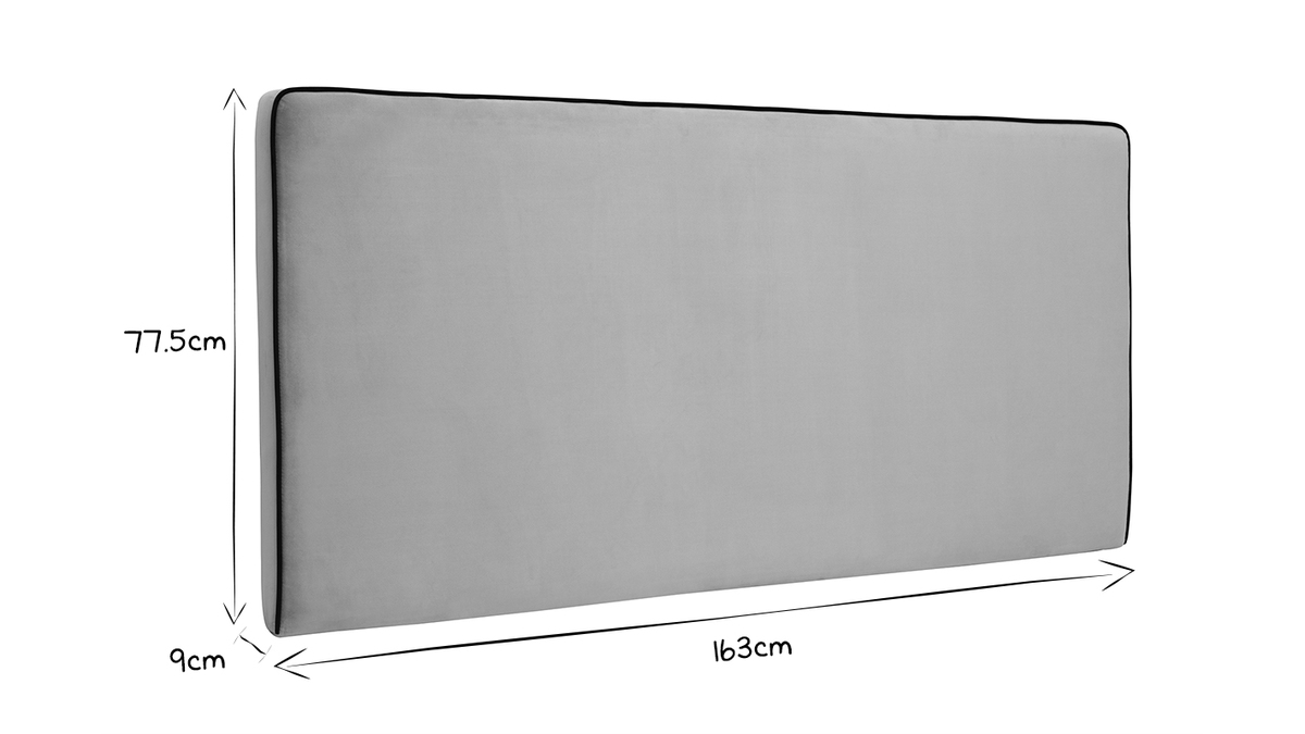 Testata letto a muro in tessuto velluto color talpa L160 cm LILY