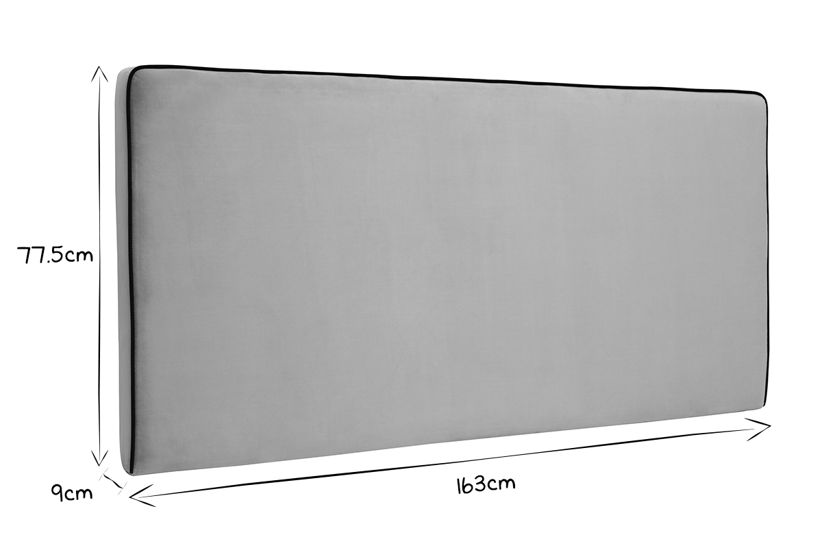 Testata letto a muro in tessuto velluto color talpa L160 cm LILY