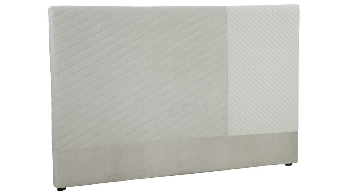 Testata letto con motivo geometrico in velluto beige L170 cm RIGA