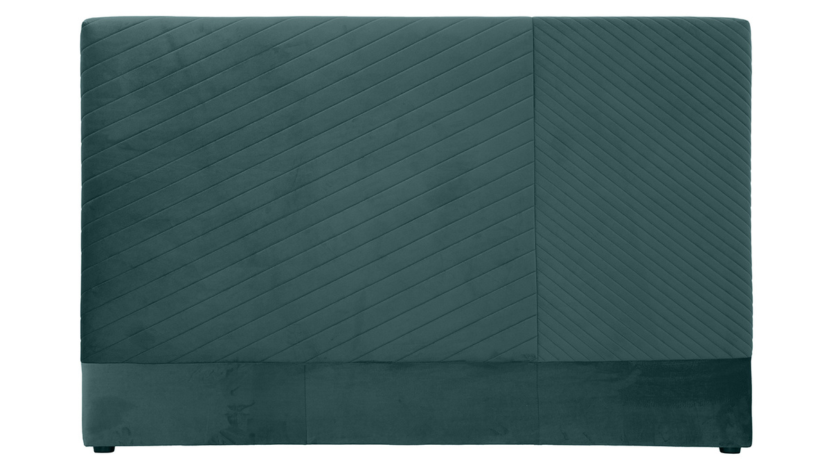 Testata letto con motivo geometrico in velluto blu pavone L170 cm RIGA