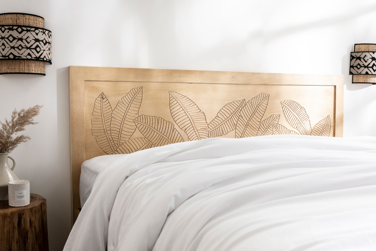 Testata letto in legno di mango inciso L165 cm VIBES