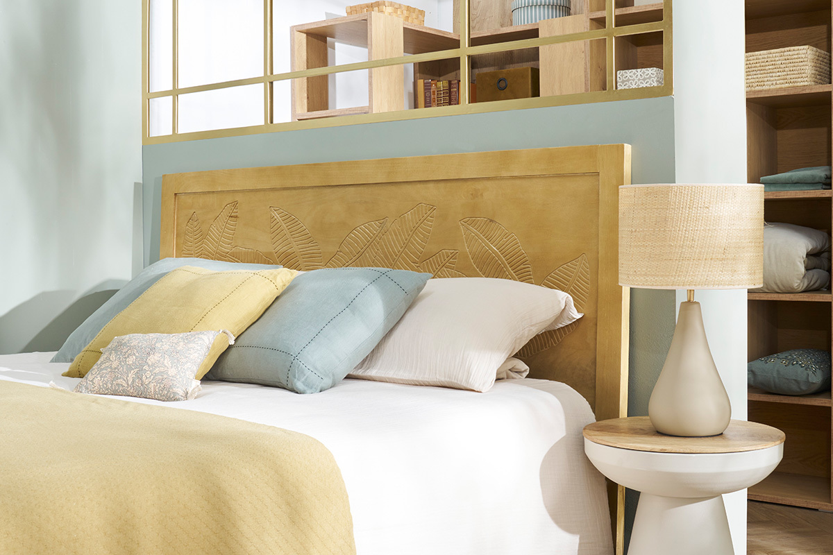 Testata letto in legno di mango inciso L165 cm VIBES