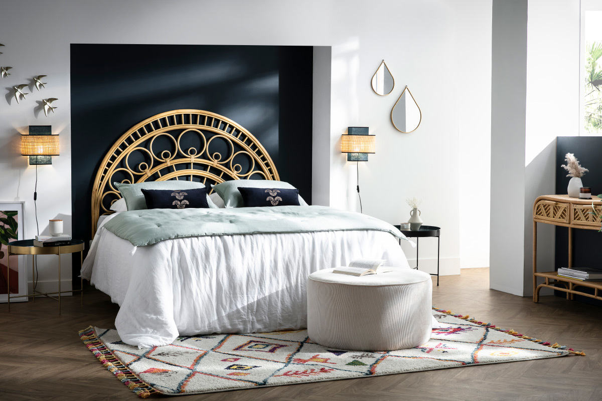 Testata letto in rattan a motivi L160 cm SORAYA