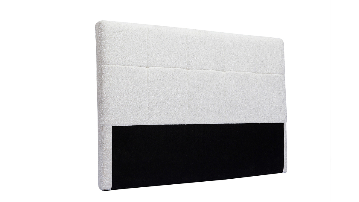 Testata letto in tessuto effetto lana boucl bianco - L 160 cm CLOVIS