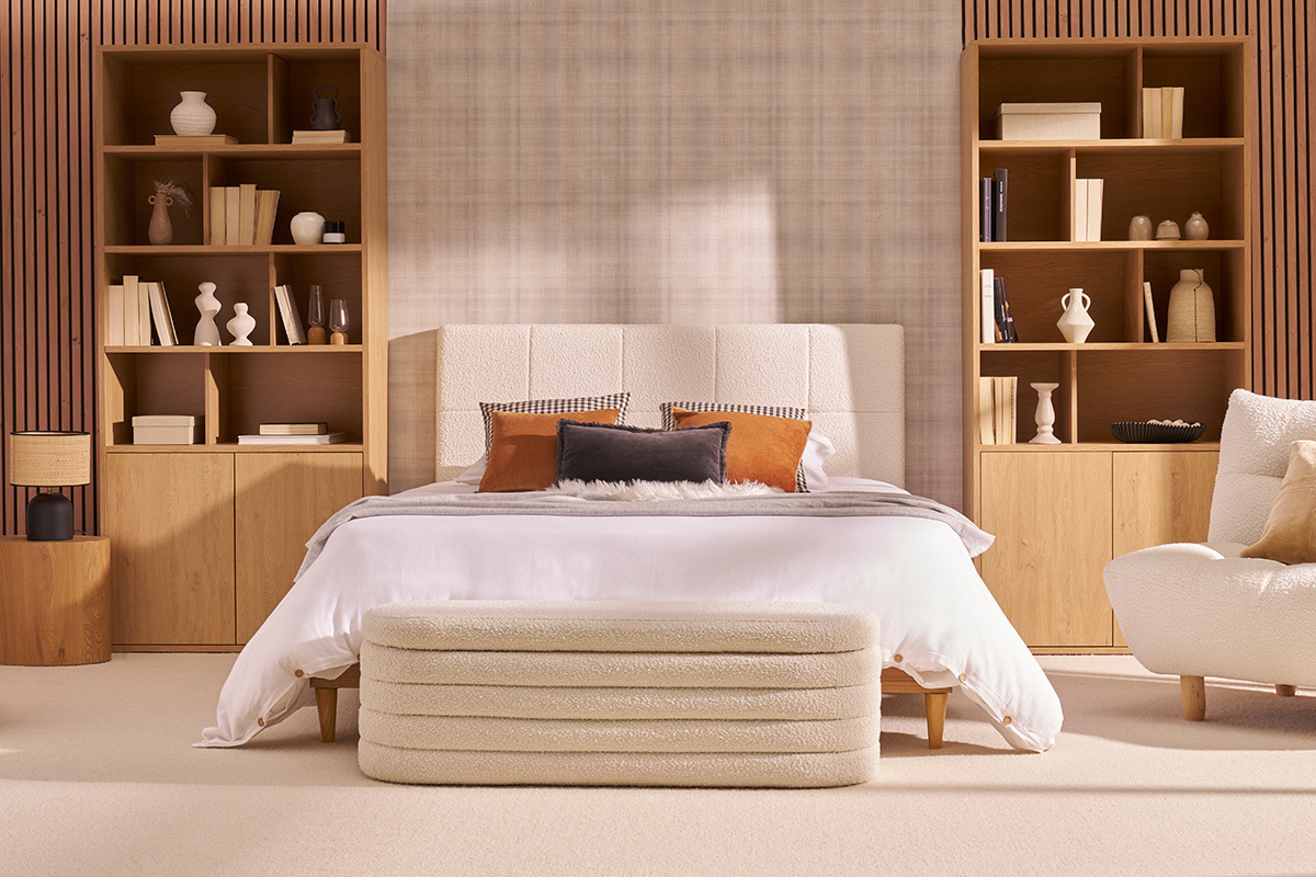 Testata letto in tessuto effetto lana boucl bianco - L 160 cm CLOVIS