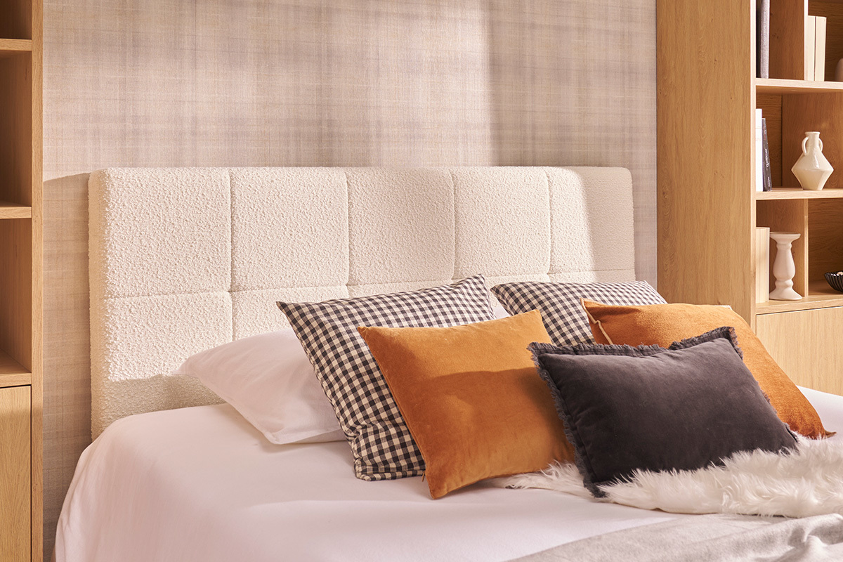 Testata letto in tessuto effetto lana boucl bianco - L 160 cm CLOVIS