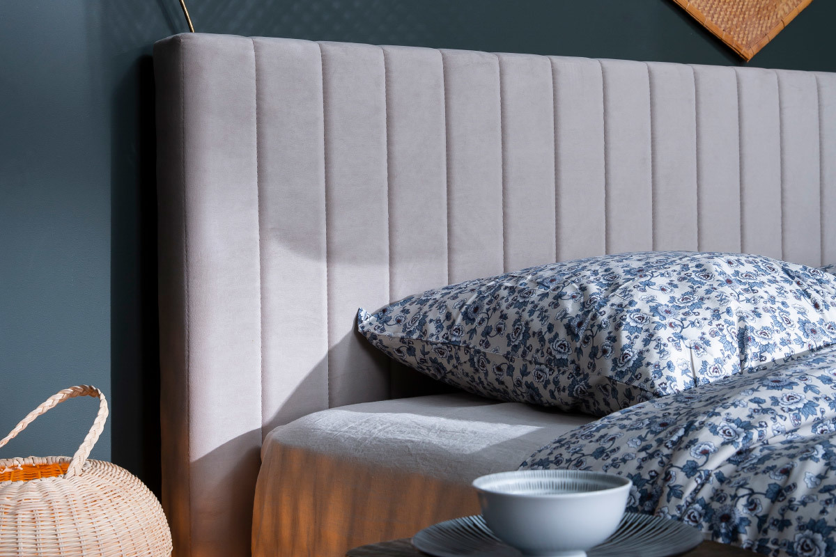 Testata letto in velluto blu L170 cm NEHA