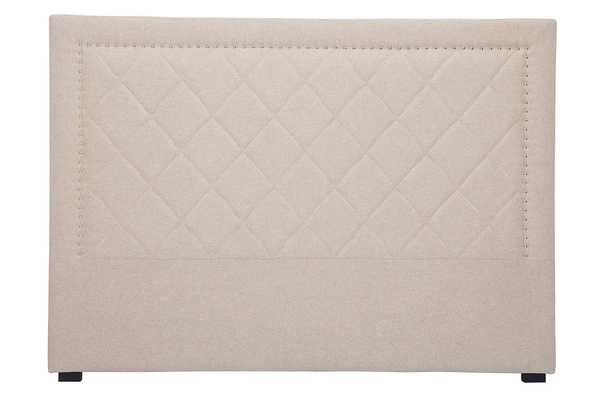 Testata letto lavorazione capitonn con borchie in tessuto beige 160 cm ESMEE