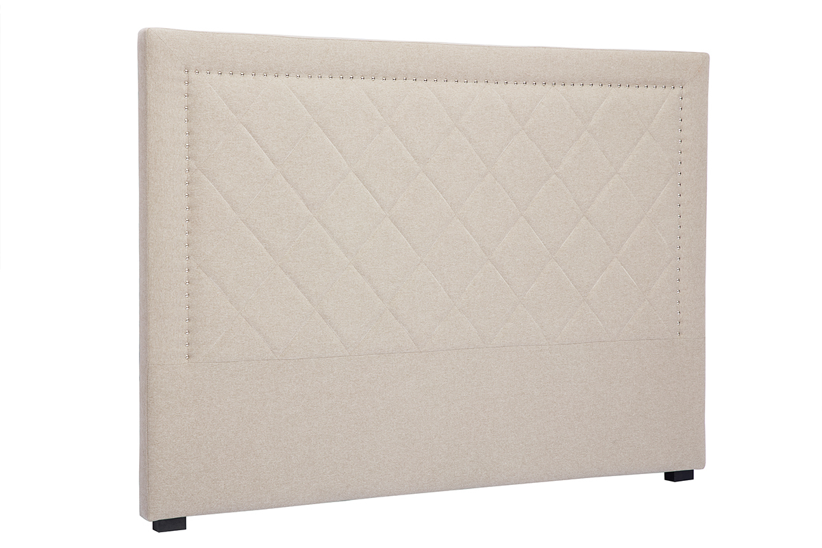 Testata letto lavorazione capitonn con borchie in tessuto beige 160 cm ESMEE