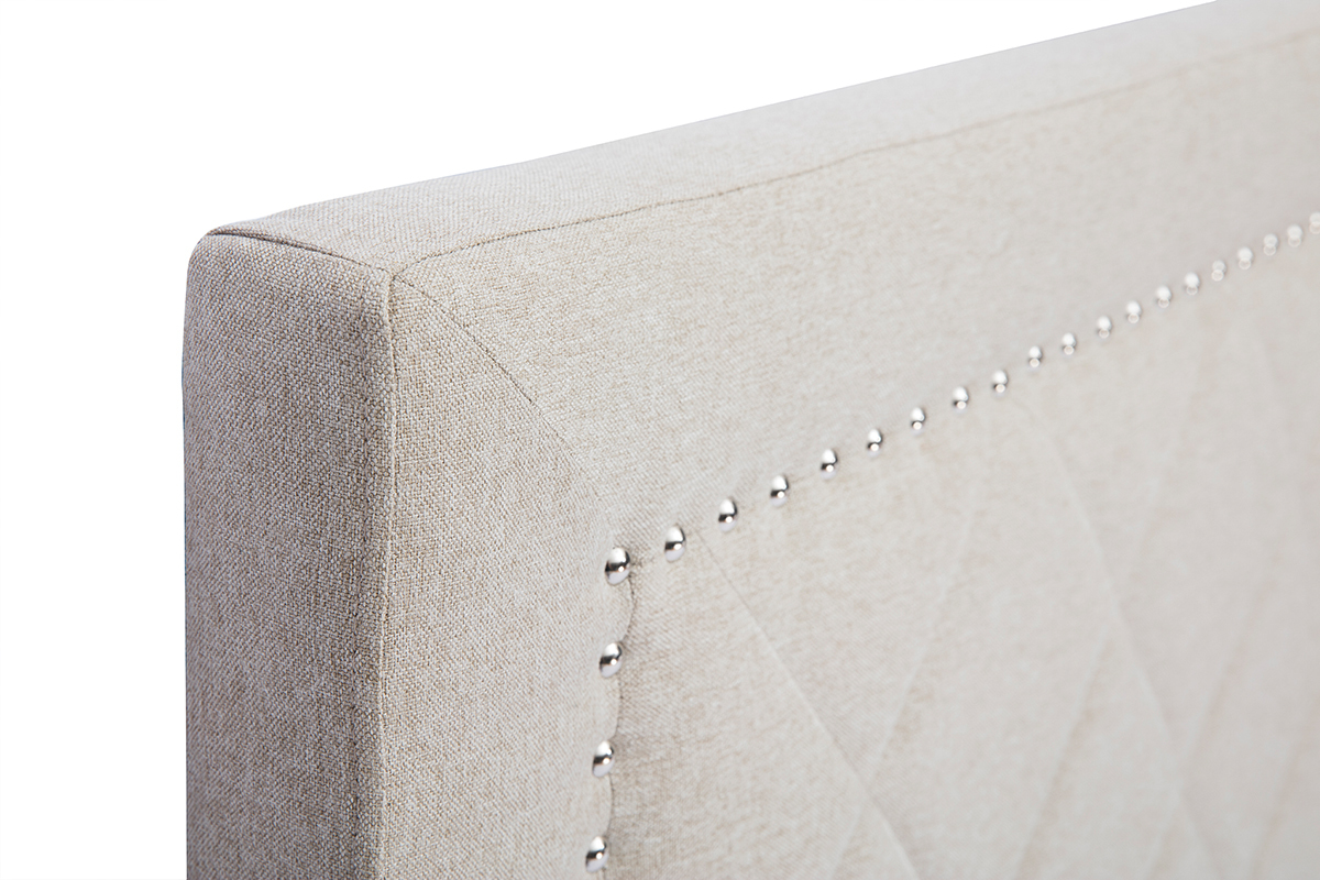 Testata letto lavorazione capitonn con borchie in tessuto beige 160 cm ESMEE
