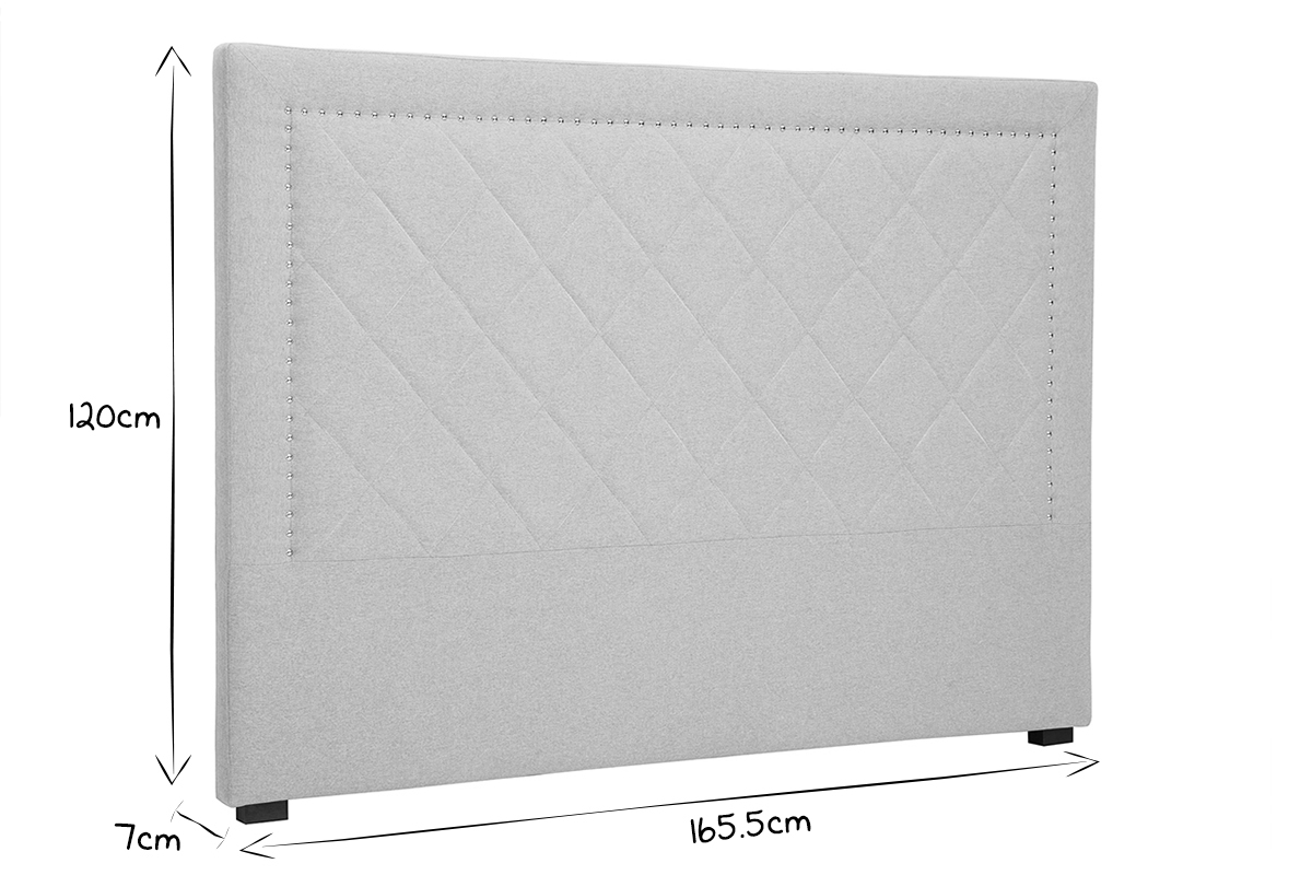 Testata letto lavorazione capitonn con borchie in tessuto beige 160 cm ESMEE