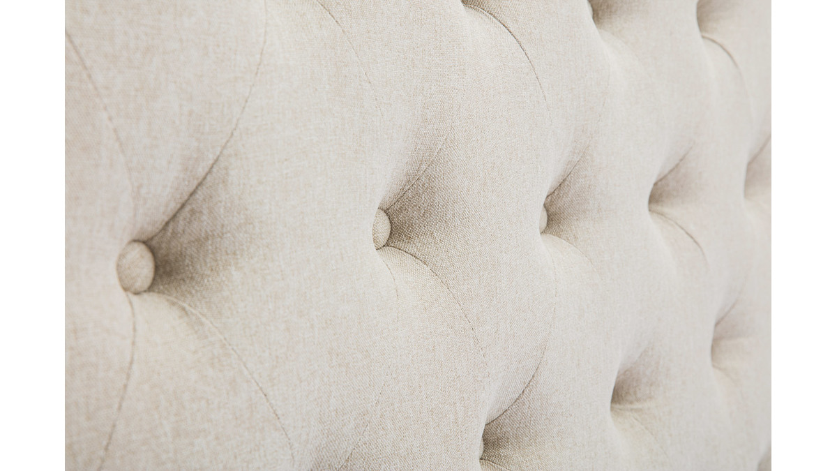 Testata letto lavorazione capitonné in tessuto beige naturale 160 cm LIZZIE