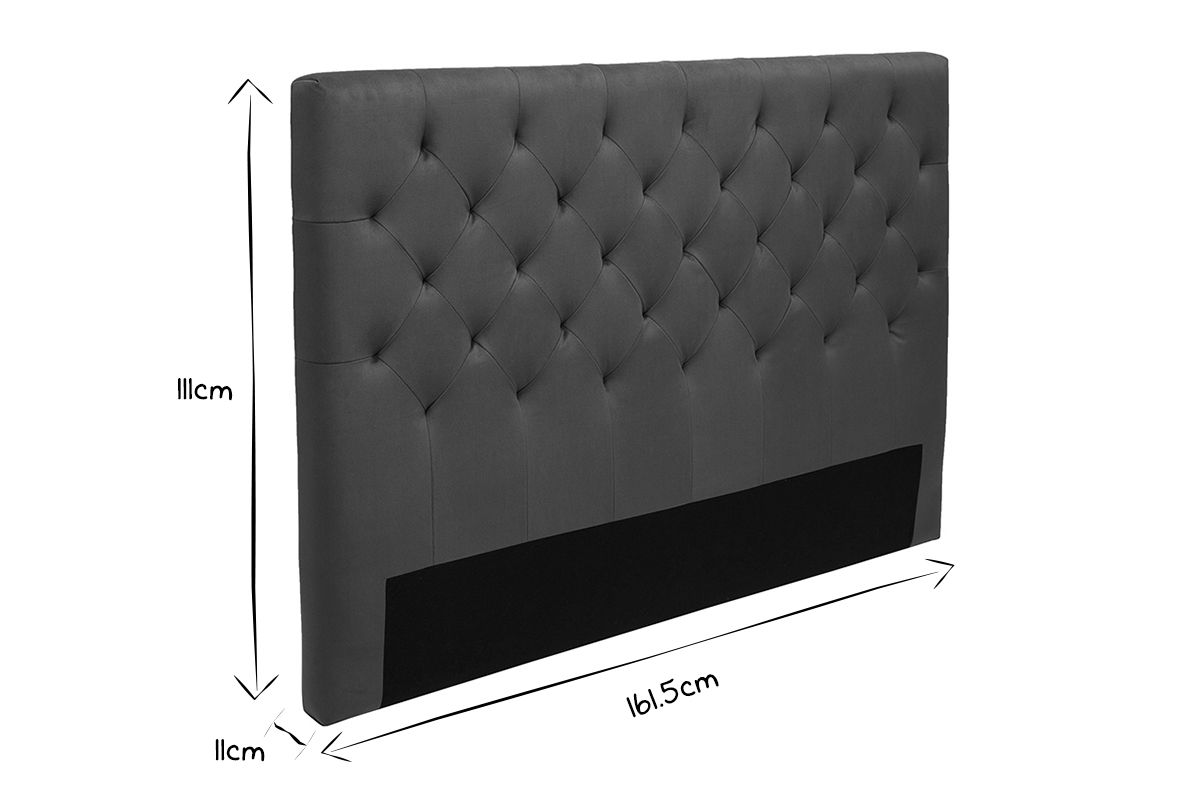 Testata letto lavorazione capitonn in tessuto effetto velluto verde kaki L160 cm ENGUERRAND
