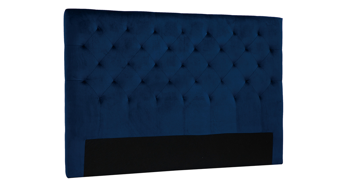 Testata letto lavorazione capitonn in velluto blu notte L160 cm ENGUERRAND