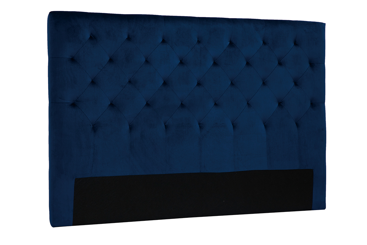 Testata letto lavorazione capitonn in velluto blu notte L160 cm ENGUERRAND