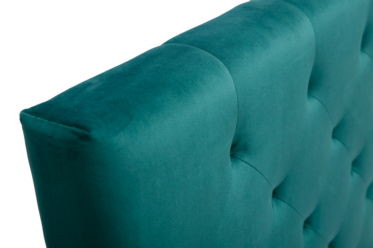 Testata letto lavorazione capitonn in velluto blu petrolio L160 cm ENGUERRAND