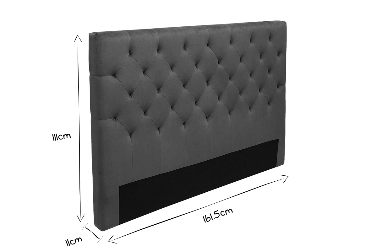Testata letto lavorazione capitonn in velluto blu petrolio L160 cm ENGUERRAND