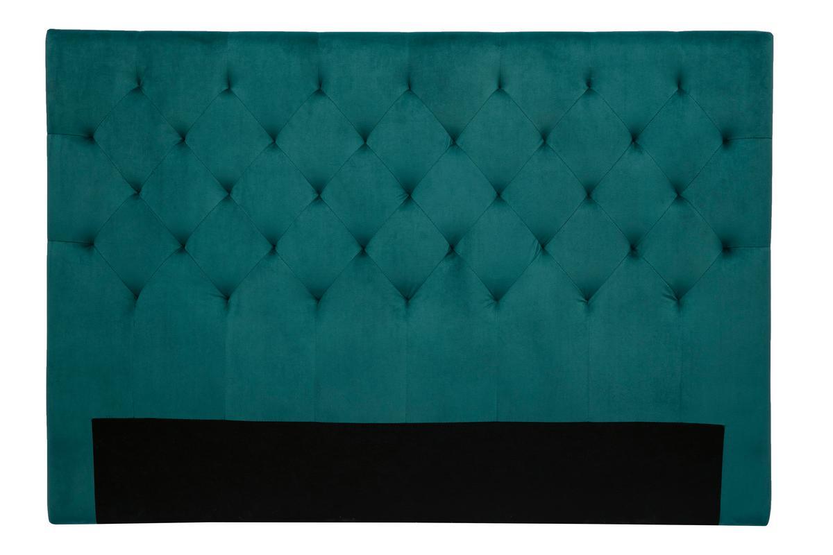 Testata letto lavorazione capitonn in velluto blu petrolio L160 cm ENGUERRAND