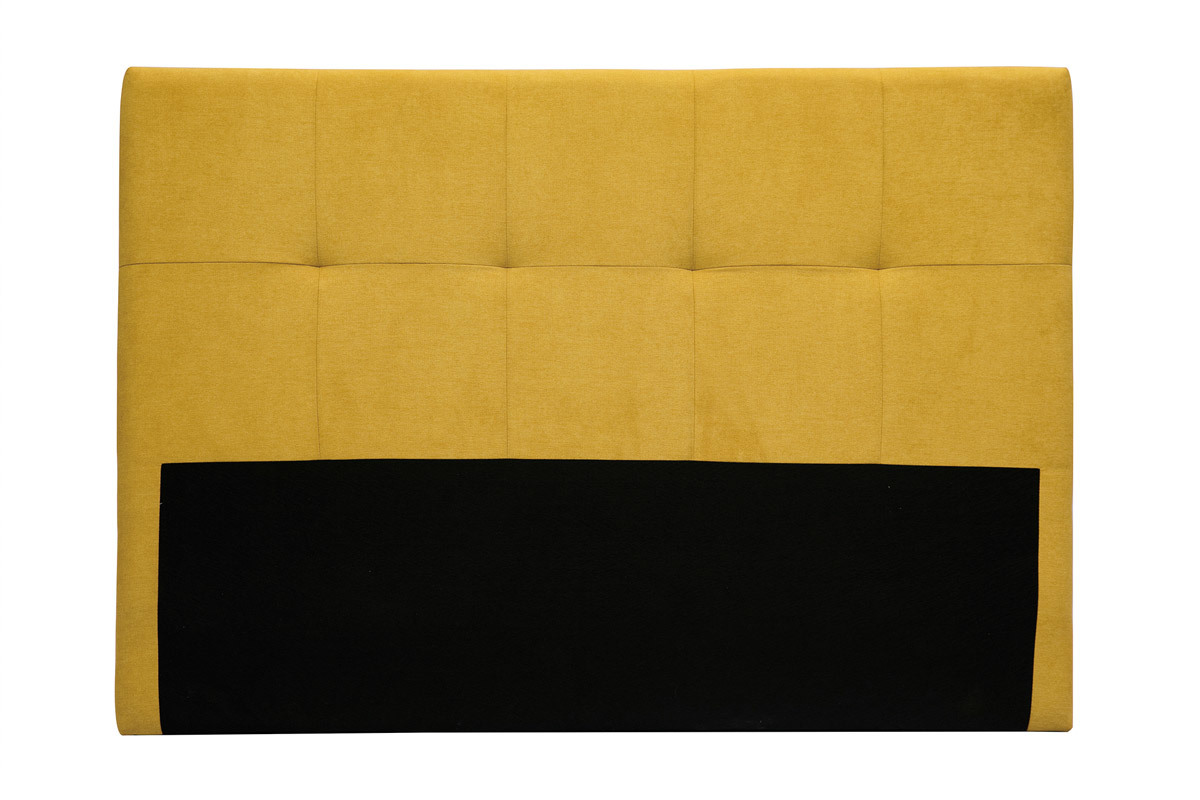Testata letto tessuto effetto velluto giallo senape 160 cm CLOVIS