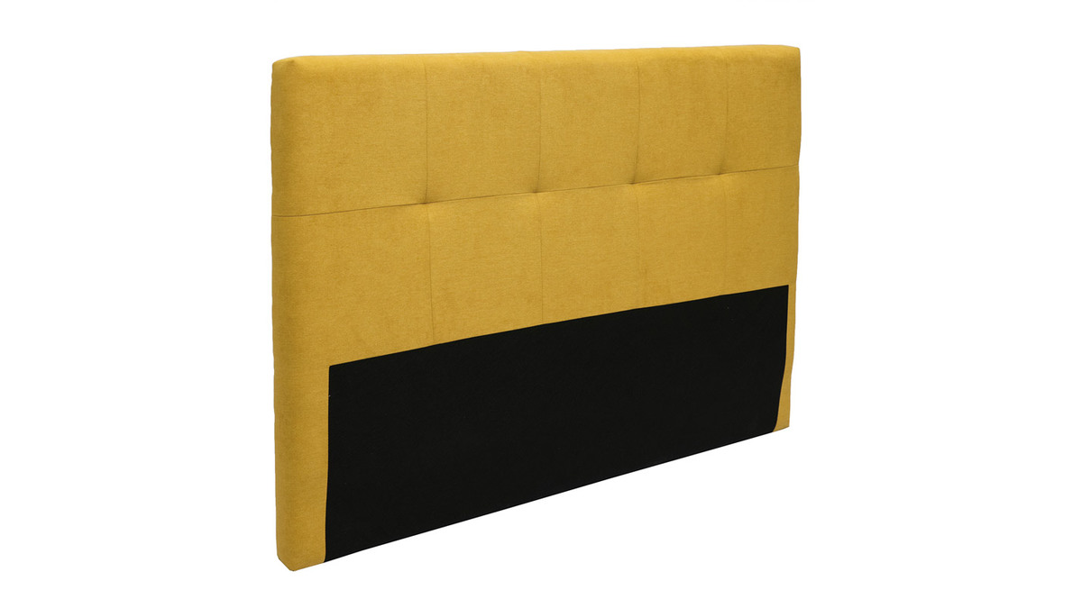 Testata letto tessuto effetto velluto giallo senape 160 cm CLOVIS