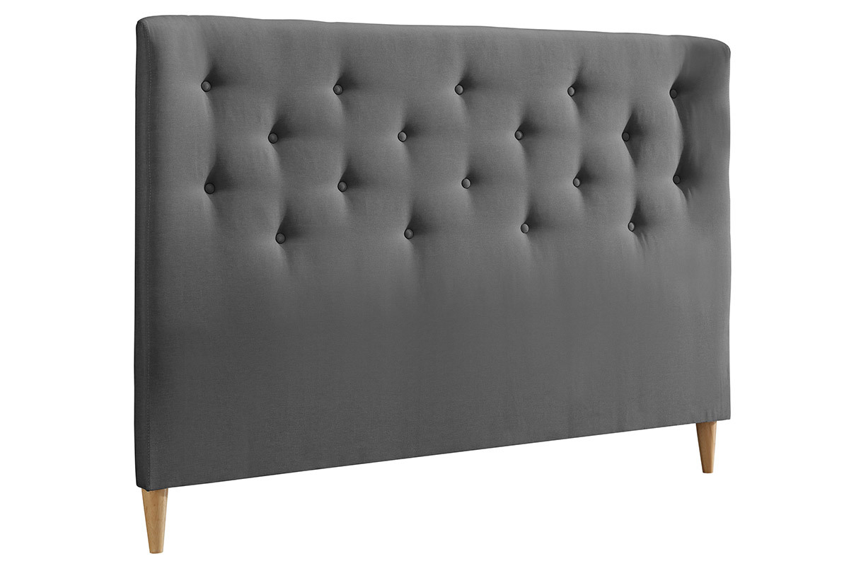 Testiera del letto 140 cm in ?capitonn? in tessuto Grigio chiaro EROS