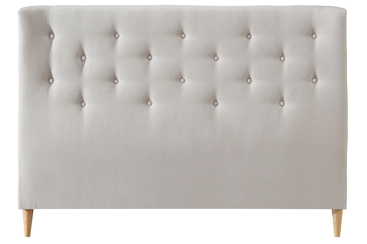 Testiera del letto 170 cm imbottita in tessuto beige EROS