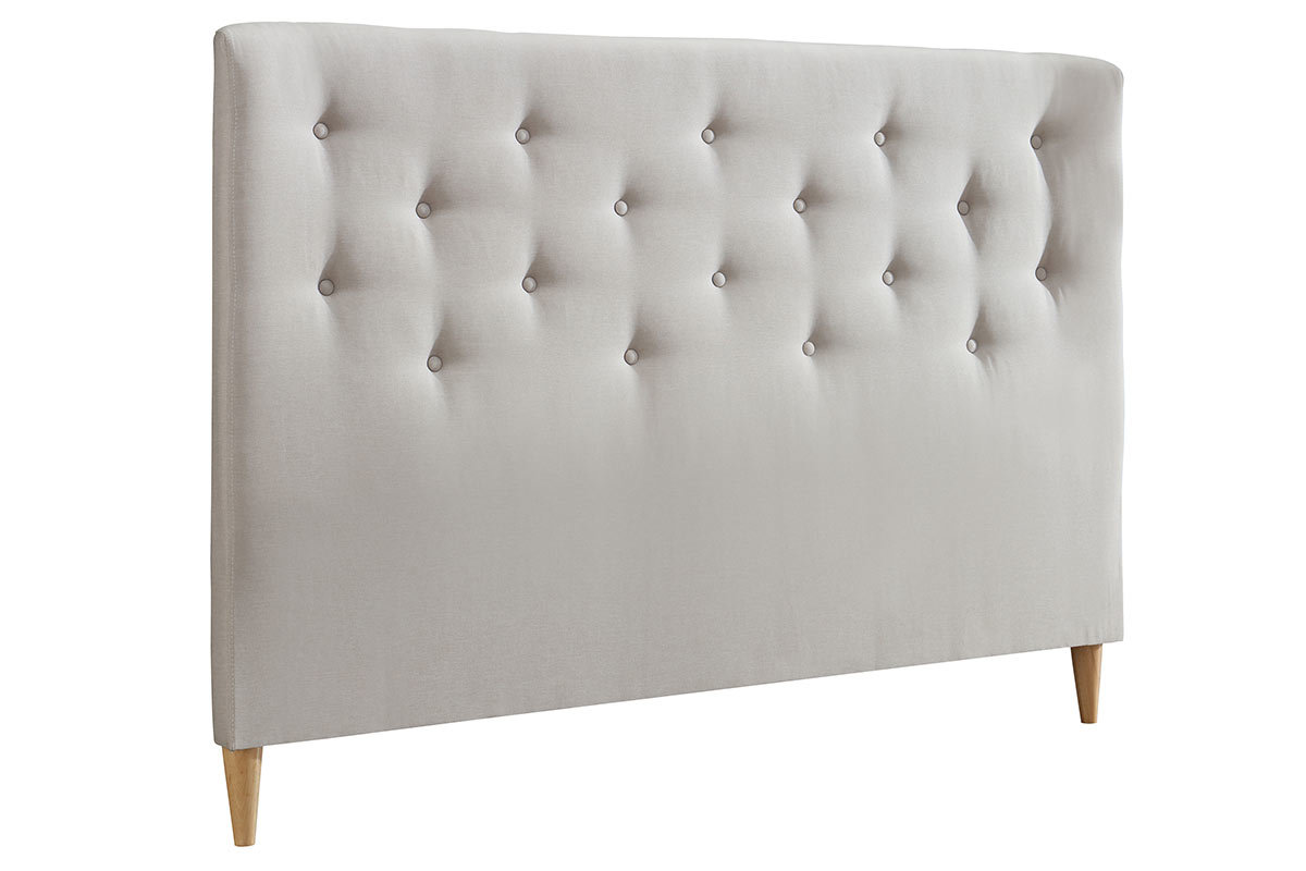 Testiera del letto 170 cm imbottita in tessuto beige EROS