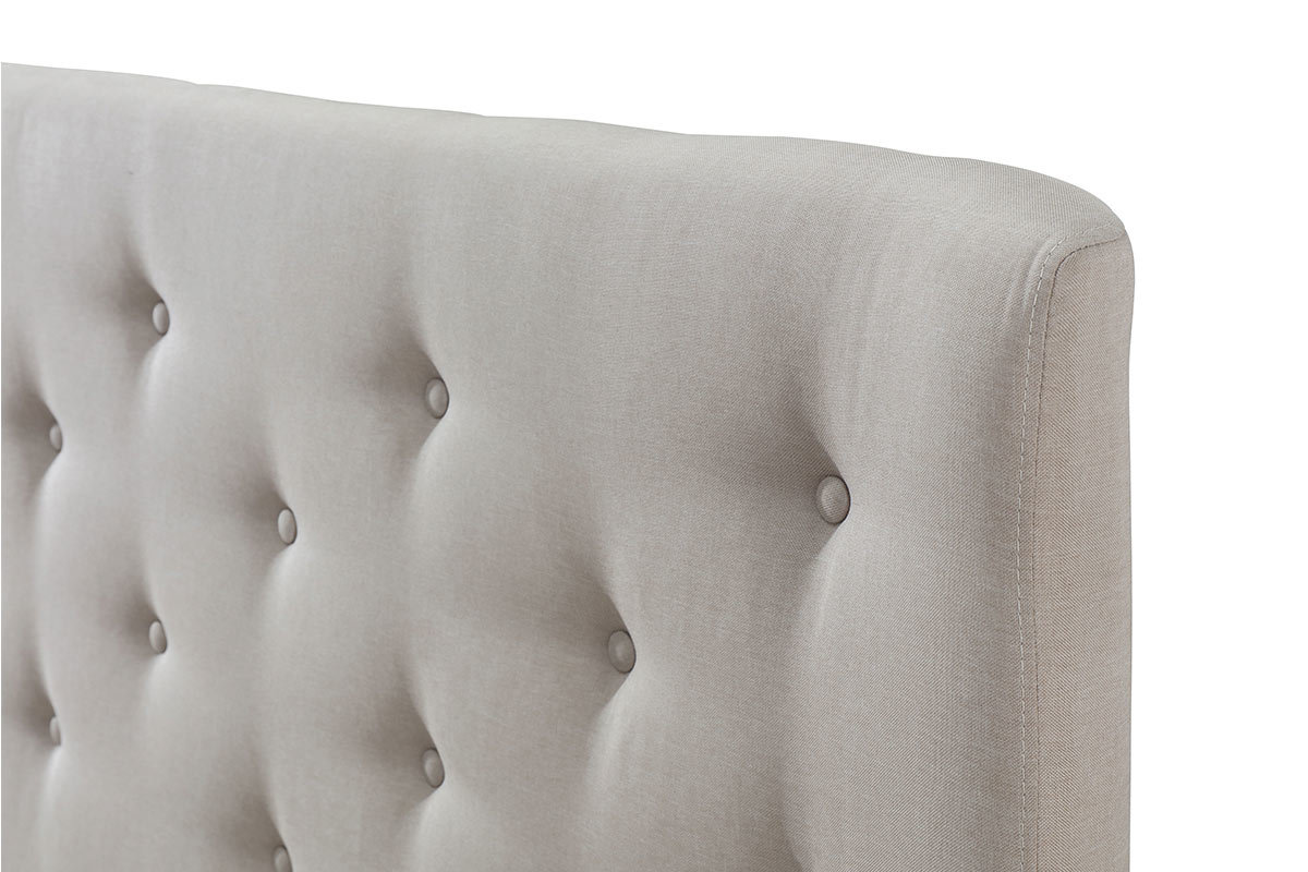 Testiera del letto 170 cm imbottita in tessuto beige EROS