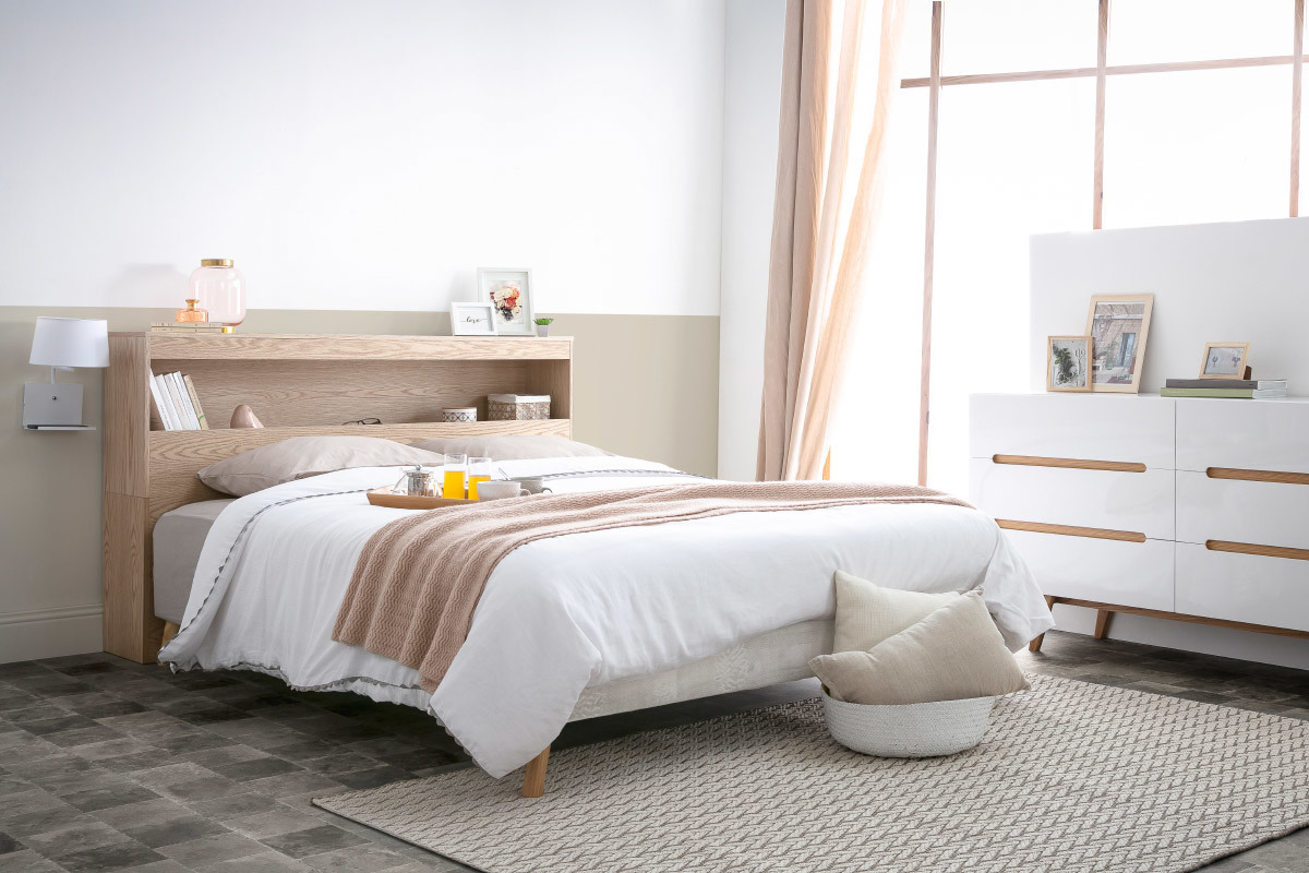 Testiera del letto con cassetti bianca 160 cm HYPNOS