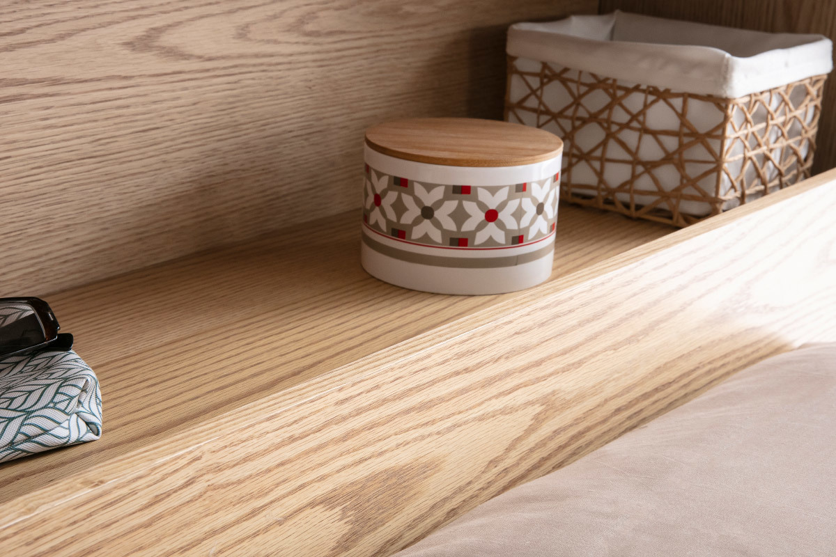 Testiera del letto con cassetti legno chiaro 160 cm HYPNOS