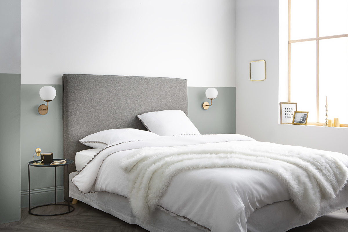 Testiera del letto design 176 cm in tessuto Beige ATHENA