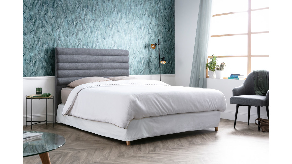 Testiera del letto design in tessuto grigio chiaro 160 cm HORIZON