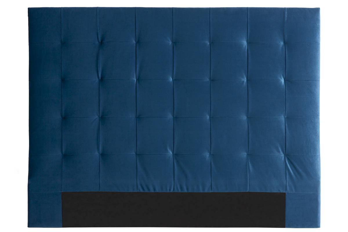 Testiera del letto imbottita in tessuto blu petrolio 160 cm HALCIONA