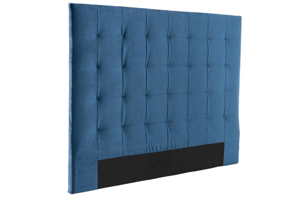 Testiera del letto imbottita in tessuto blu petrolio 160 cm HALCIONA