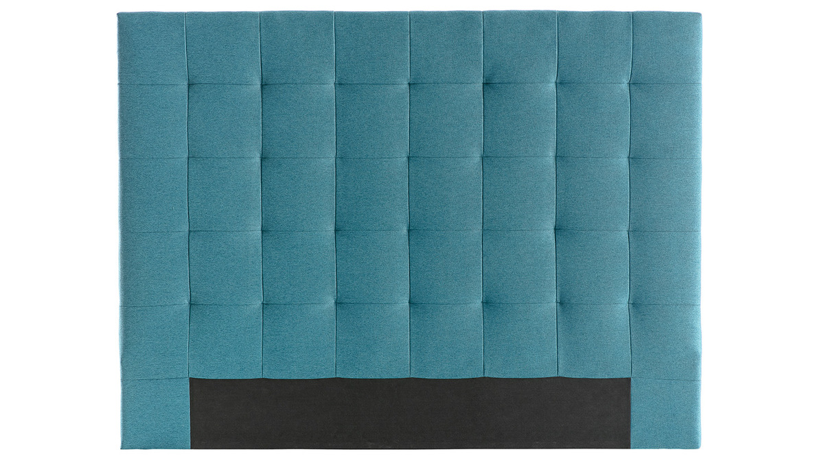 Testiera del letto imbottito in tessuto blu anatra 140 cm HALCIONA